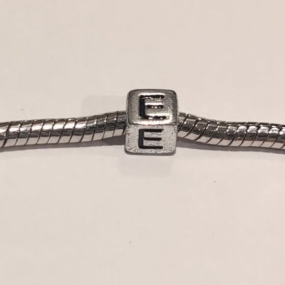 Silver‎ E Spacer Charm for Pandora Style Bracelet - Picture 4 of 5